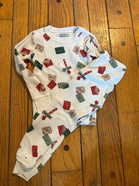 Carter's White Holiday Mailbox & Candy Cane Print Pajama Set